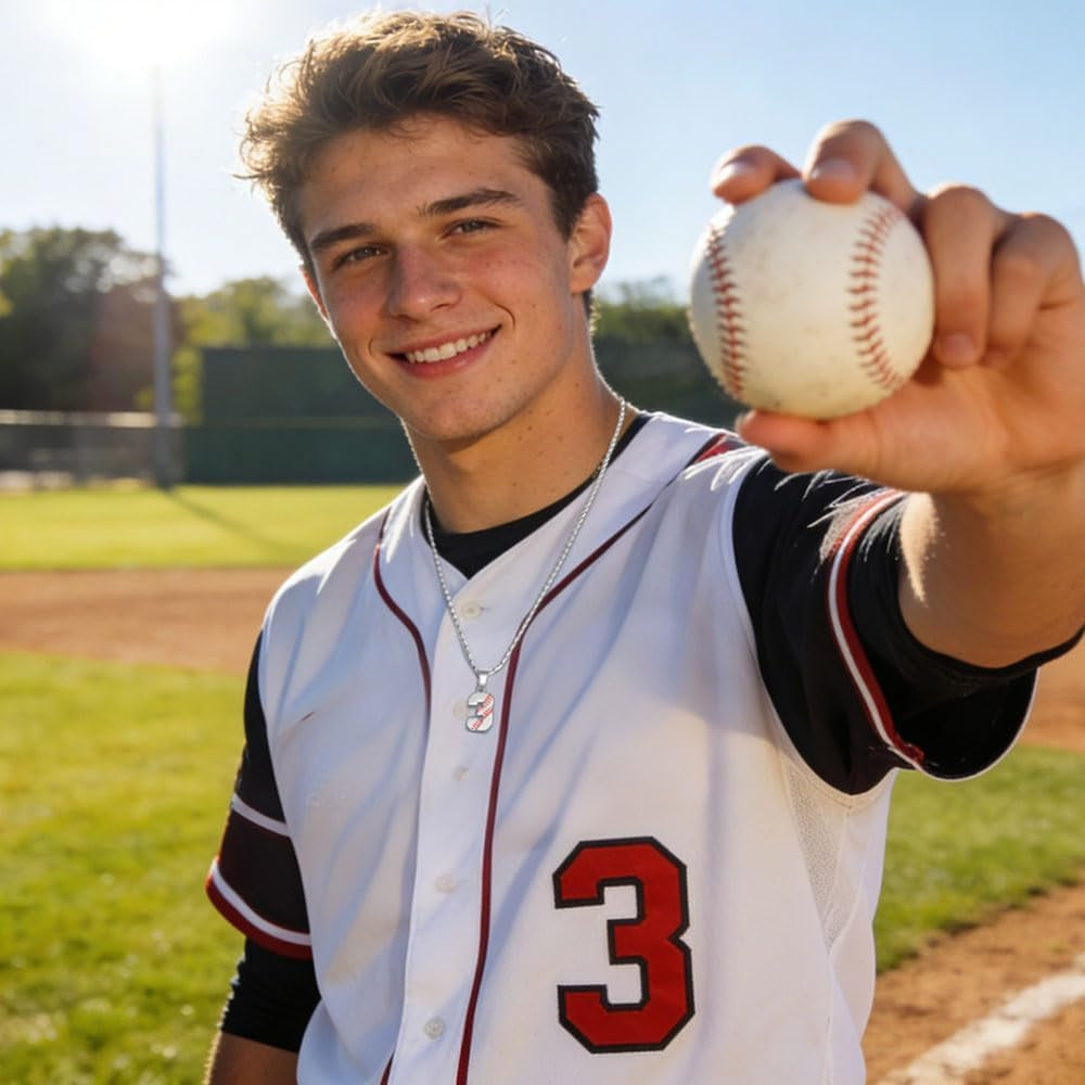 TLIWWF Inspiration Baseball Jersey Number Necklace Stainless Steel Charms Number Pendant for Boys Men