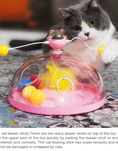 Load image into Gallery viewer, Cat Puzzle Toys Indoor for Kitten Interactive Games Spinning Track Balls &amp; Feather Teaser Toy Stimulation Brain Treasure Chest
