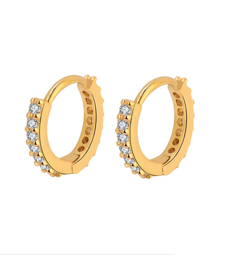 1Pair Stainless Steel Minimal Hoop Earrings Crystal Zirconia Small Huggie Thin Cartilage Earrings Helix Tragus Piercing Jewelry