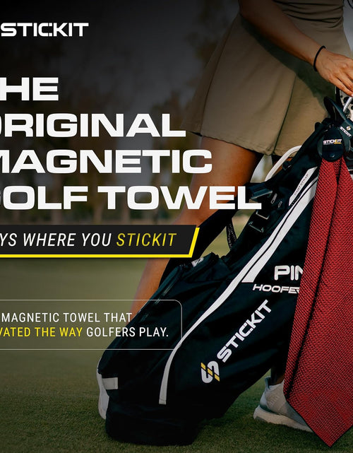 Load image into Gallery viewer, Magnetic Towel, Gray | Top-Tier Microfiber Golf Towel with Deep Waffle Pockets | Industrial Strength Magnet for Strong Hold to Golf Carts or Clubs
