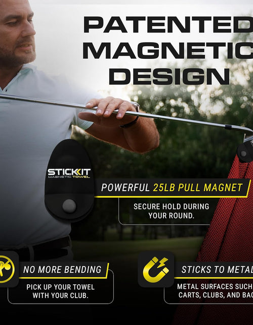Load image into Gallery viewer, Magnetic Towel, Gray | Top-Tier Microfiber Golf Towel with Deep Waffle Pockets | Industrial Strength Magnet for Strong Hold to Golf Carts or Clubs
