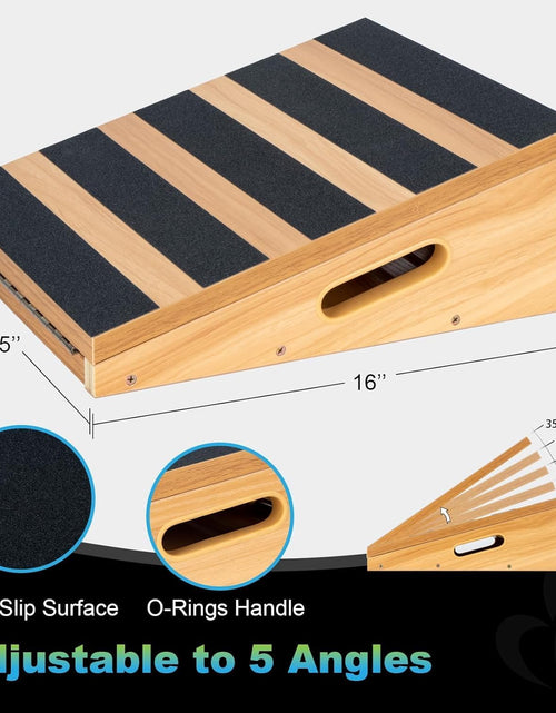 Load image into Gallery viewer, Professional Wooden Slant Board, Adjustable Incline Board and Calf Stretcher, Stretch Board - Extra Side-Handle Design for Portability
