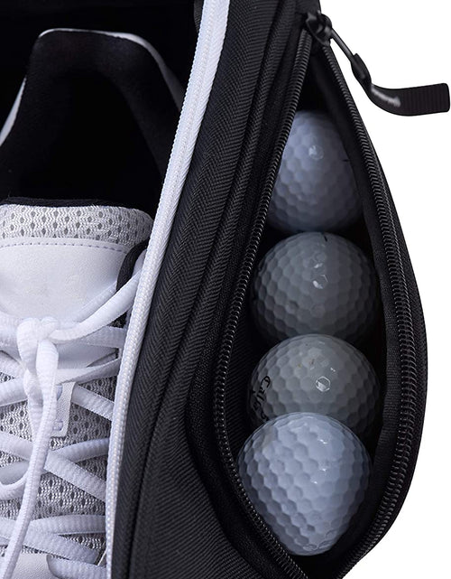 Load image into Gallery viewer, Golf Shoe Bag - Zippered Shoe Carrier Bags with Ventilation &amp; outside Pocket for Socks, Tees, Etc. Perfect Storage (Black)
