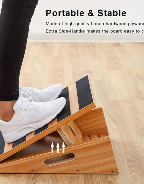 Load image into Gallery viewer, Professional Wooden Slant Board, Adjustable Incline Board and Calf Stretcher, Stretch Board - Extra Side-Handle Design for Portability
