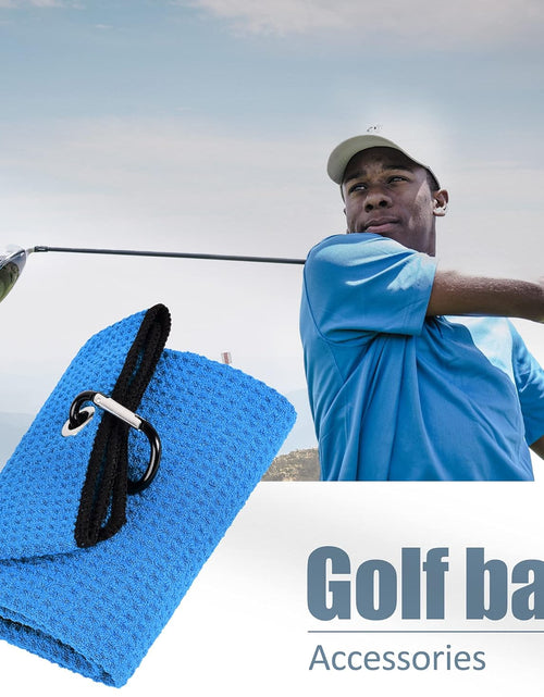 Load image into Gallery viewer, Tri-Fold Golf Towel | Premium Microfiber Fabric | Waffle Pattern | Heavy Duty Carabiner Clip | 14 Color Options
