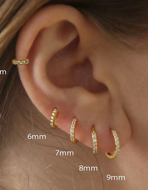 Load image into Gallery viewer, 1Pair Stainless Steel Minimal Hoop Earrings Crystal Zirconia Small Huggie Thin Cartilage Earrings Helix Tragus Piercing Jewelry
