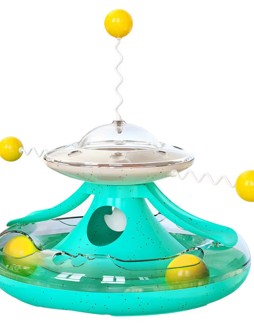 Load image into Gallery viewer, Cat Puzzle Toys Indoor for Kitten Interactive Games Spinning Track Balls &amp; Feather Teaser Toy Stimulation Brain Treasure Chest
